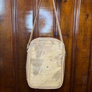 Vtg. World Map Wine/Picnic Case,2Person "Picnic Time"70's Retro Wine Tote